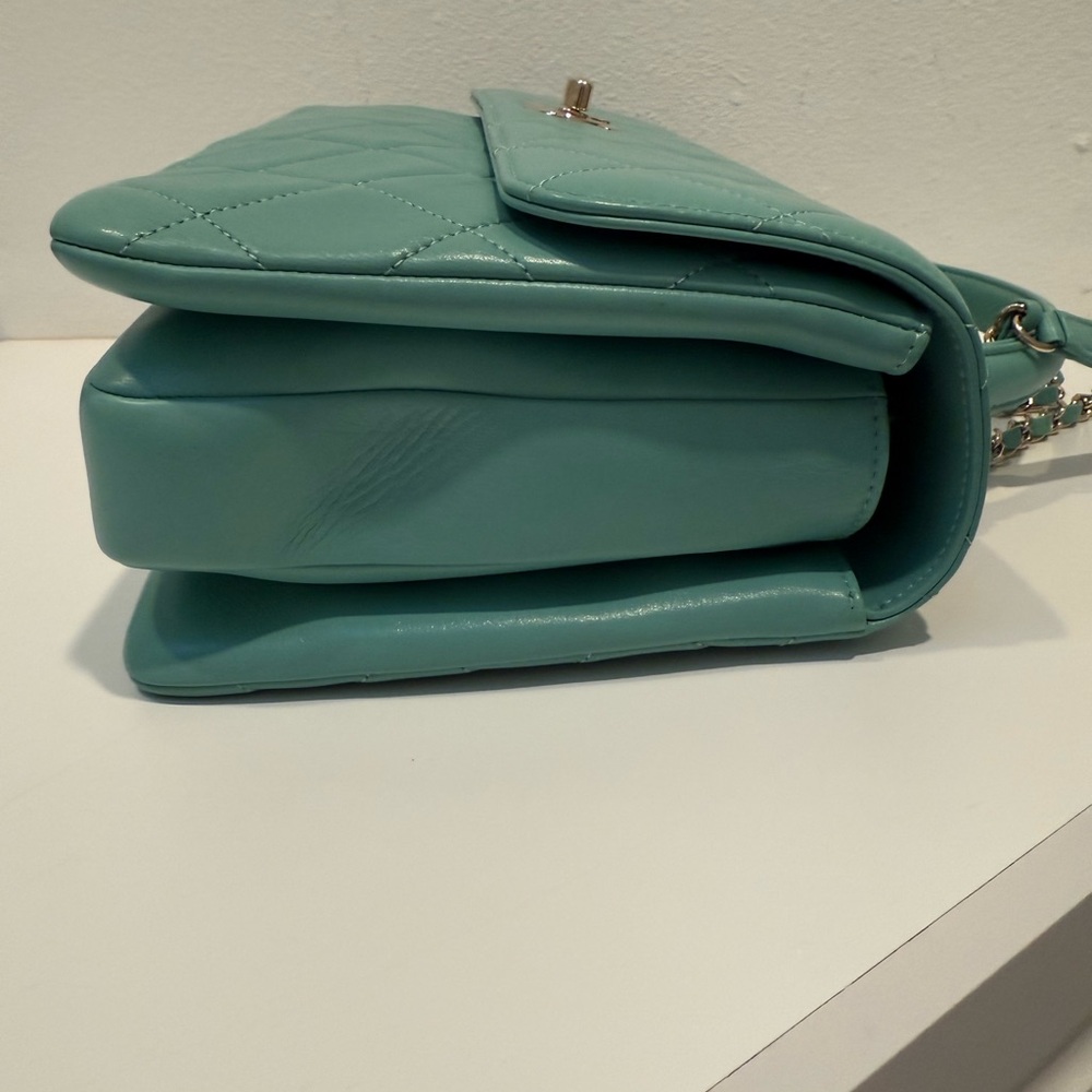 CHANEL Turquoise Lambskin Quilted Small Trendy CC Dual Handle Flap Bag - Picture 8 of 12